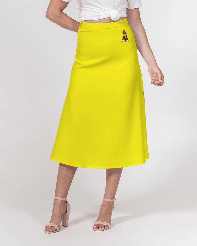 AKH Yellow Women's A-Line Midi Skirt