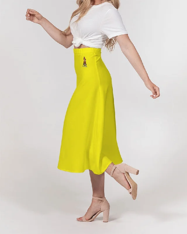 AKH Yellow Women's A-Line Midi Skirt