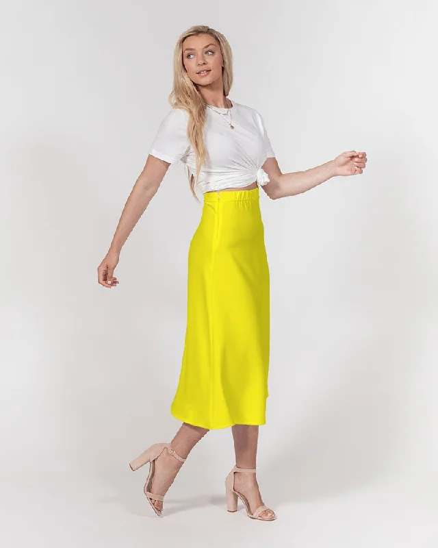 AKH Yellow Women's A-Line Midi Skirt