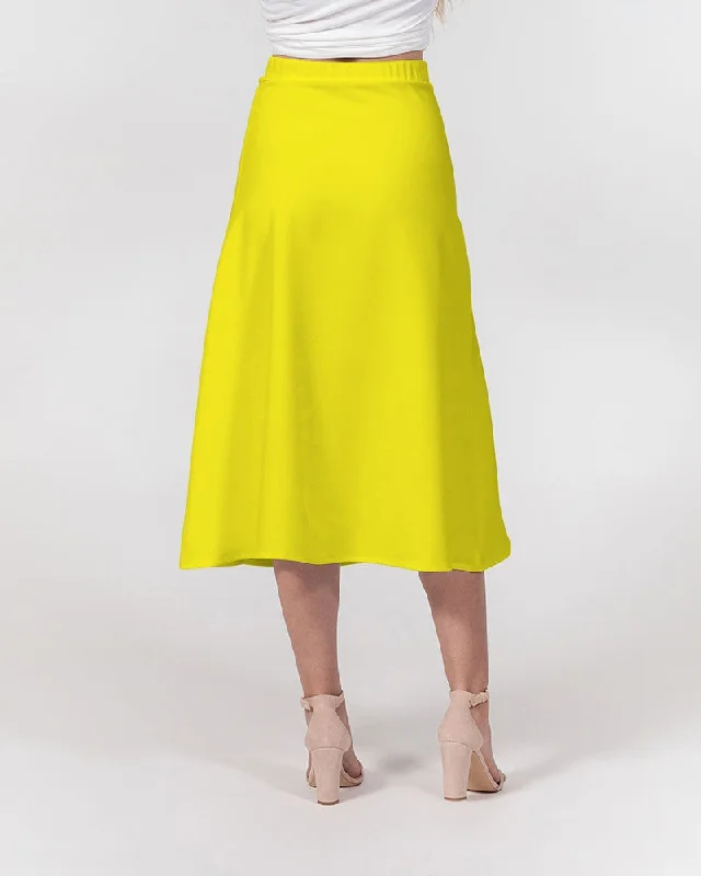 AKH Yellow Women's A-Line Midi Skirt