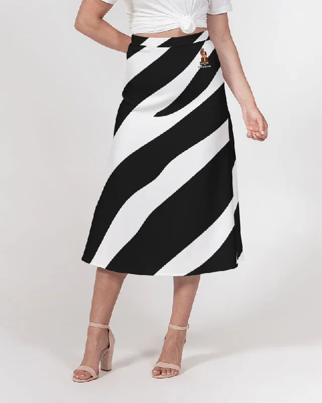 AKH Zebra Women's A-Line Midi Skirt