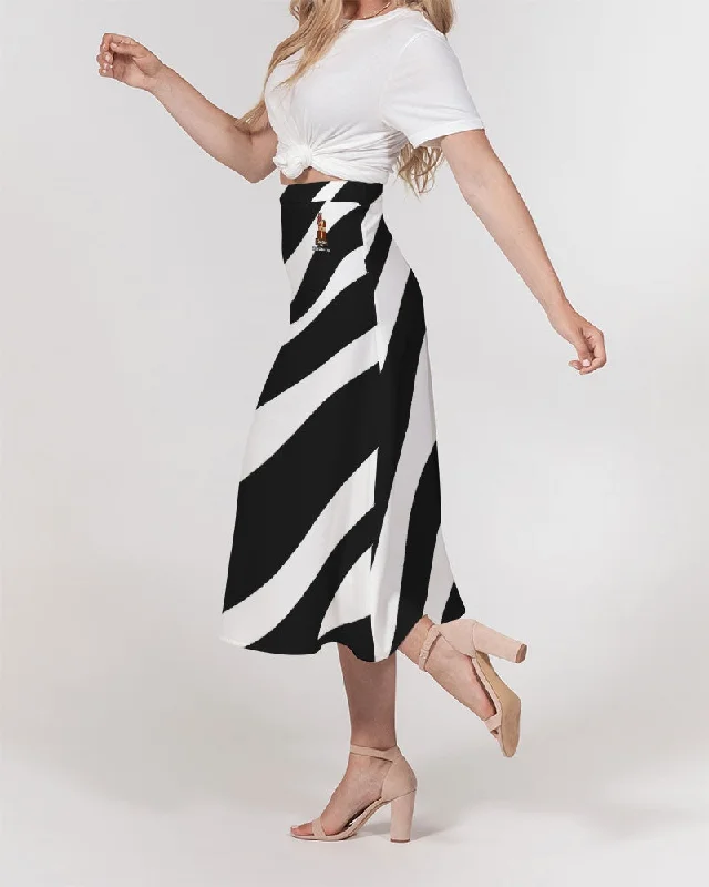 AKH Zebra Women's A-Line Midi Skirt