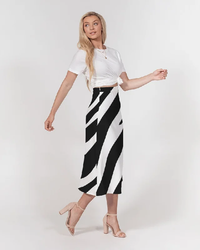 AKH Zebra Women's A-Line Midi Skirt