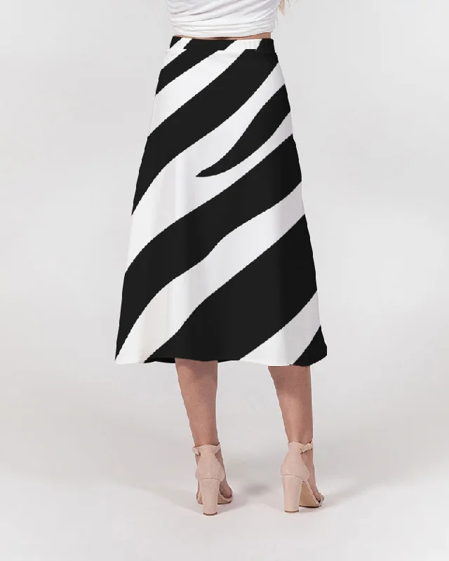 AKH Zebra Women's A-Line Midi Skirt