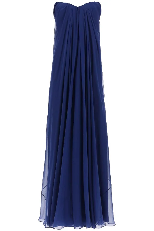 Alexander mcqueen silk chiffon bustier gown 612662 QBACI ELECTRIC NAVY