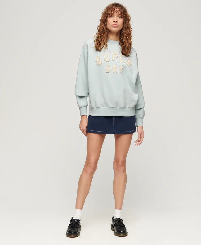 Applique Athletic Loose Sweat | Sea Salt Blue