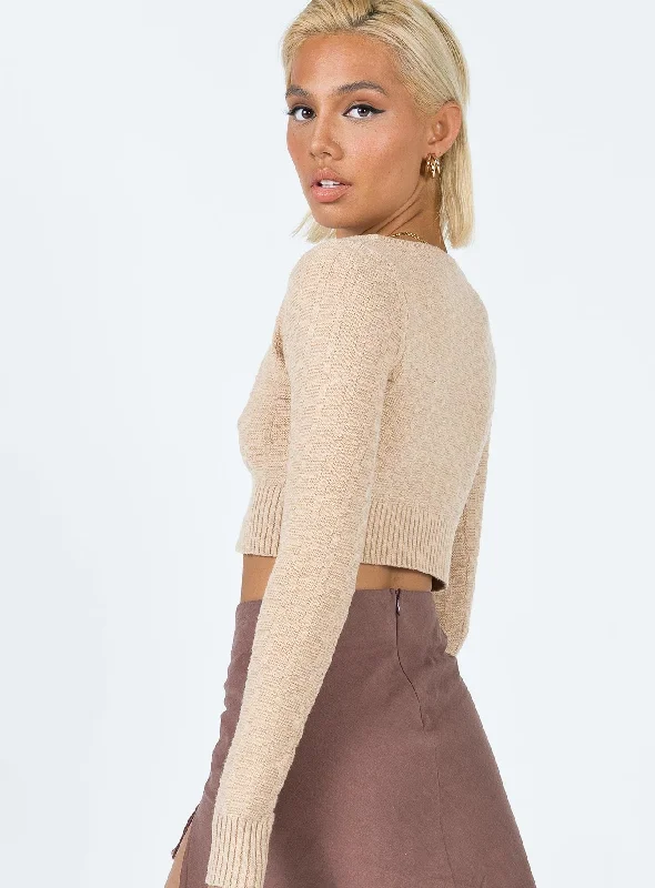 Ava Knit Cardigan Light Brown