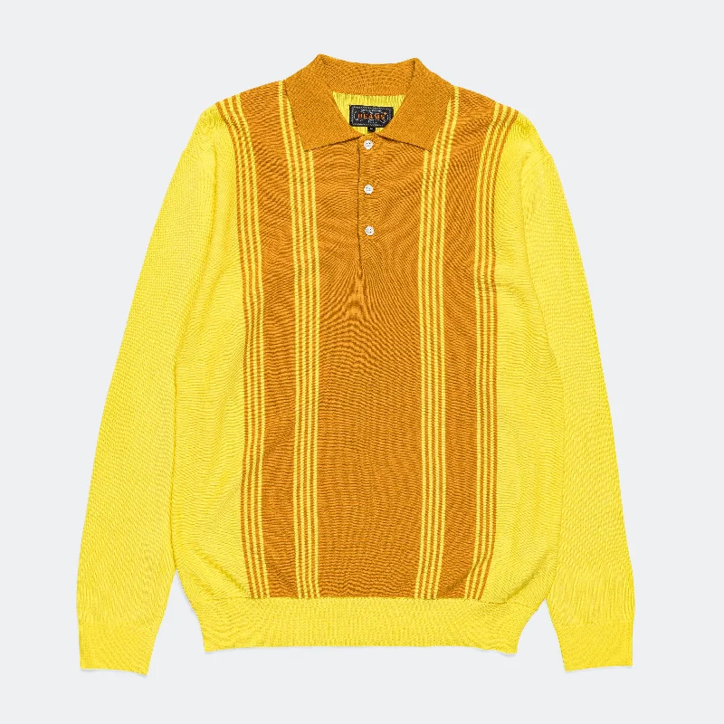 Knit Polo Stripe 12G - Yellow