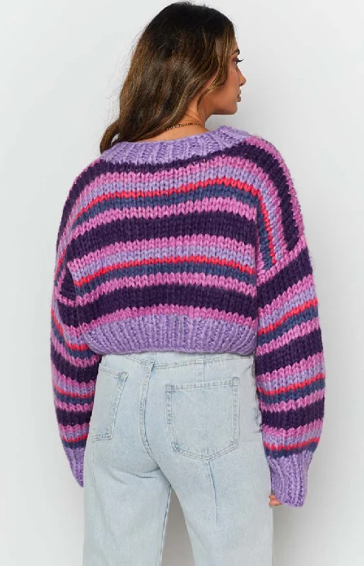 Belmont Stripe Sweater Purple