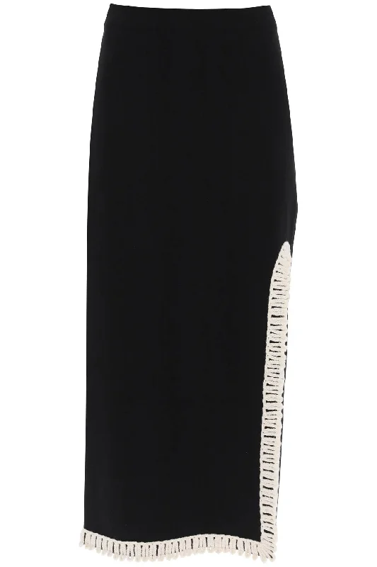 By malene birger gabie maxi skirt with crochet trims Q72083002 BLACK