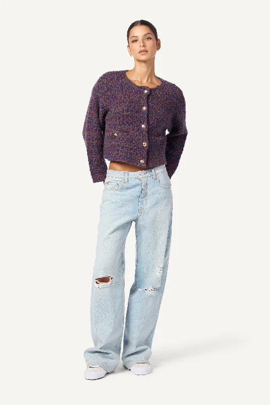 CHARLENE CASHMERE CROPPED WELT POCKET JACKET | CIMARRON MULTI