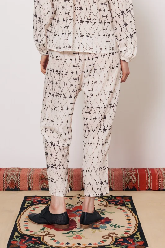 Silk Georgette Diamond Cream Fez Pant