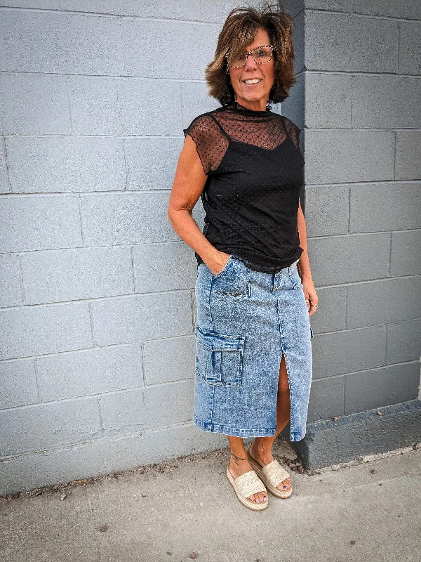 Denim Cargo Skirt