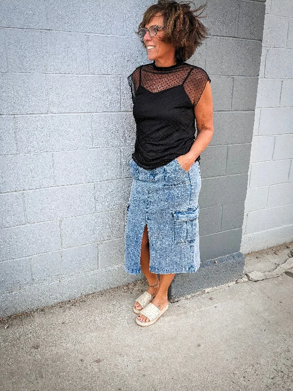 Denim Cargo Skirt