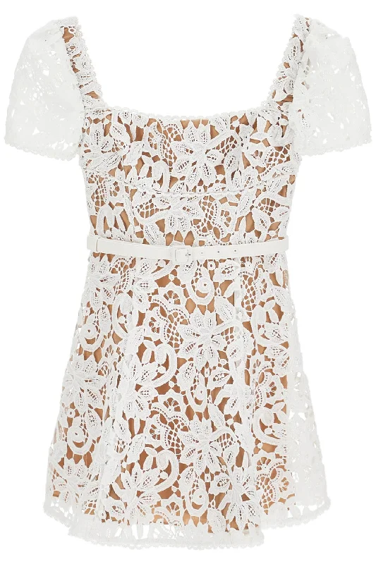 floral lace mini dress with eight PF24 032S W WHITE