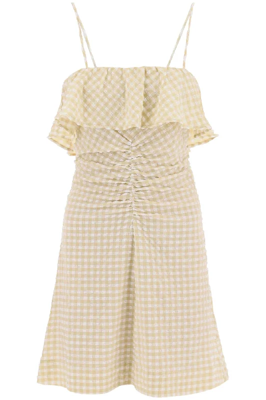 Ganni gingham motif dress F7954 PALE KHAKI