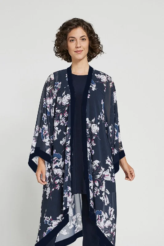 Whisper Long Kimono | Navy Floral