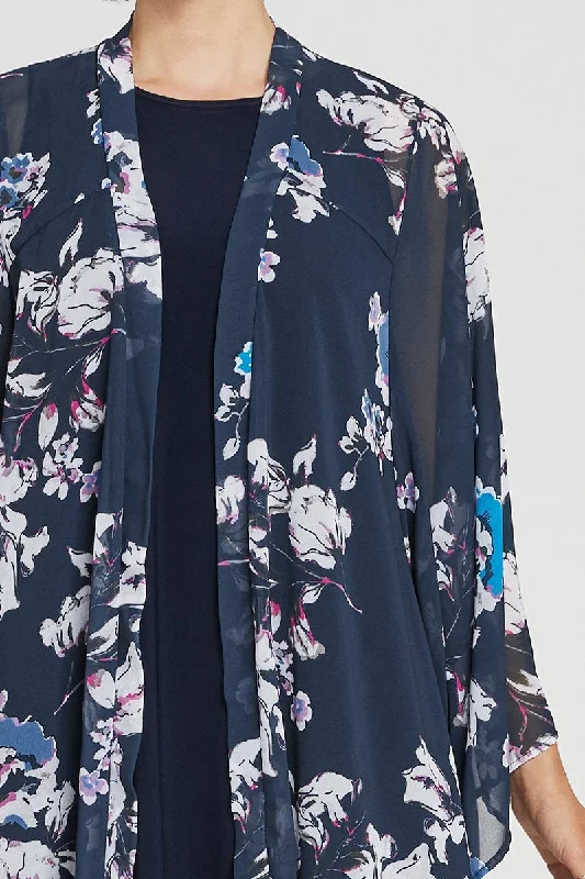 Whisper Long Kimono | Navy Floral