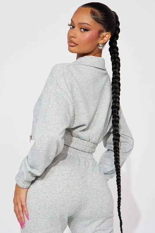 Give It Away Lounge Cropped Jacket - Heather Grey