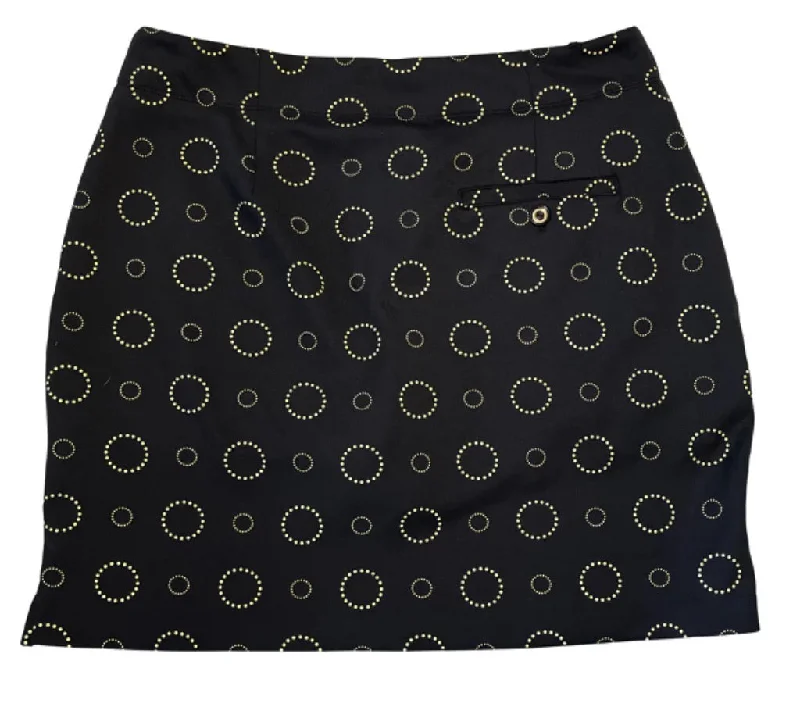 Greg Norman Black Pull-on Golf Skort w/ Gold Circles Size L  MSP$90