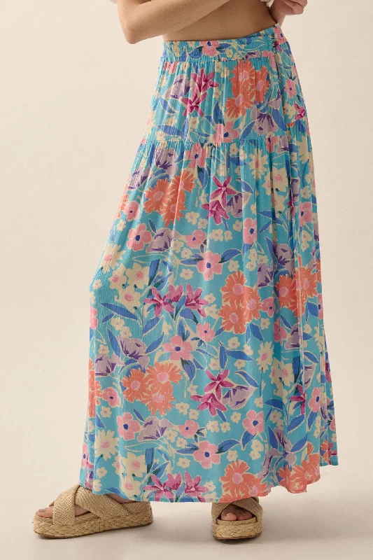 Grow with the Flow Floral Crepe Wrap Maxi Skirt