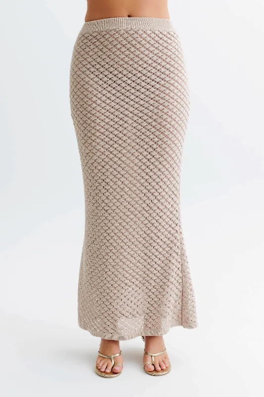 Guiliana Knit Maxi Skirt - Tawny Grey