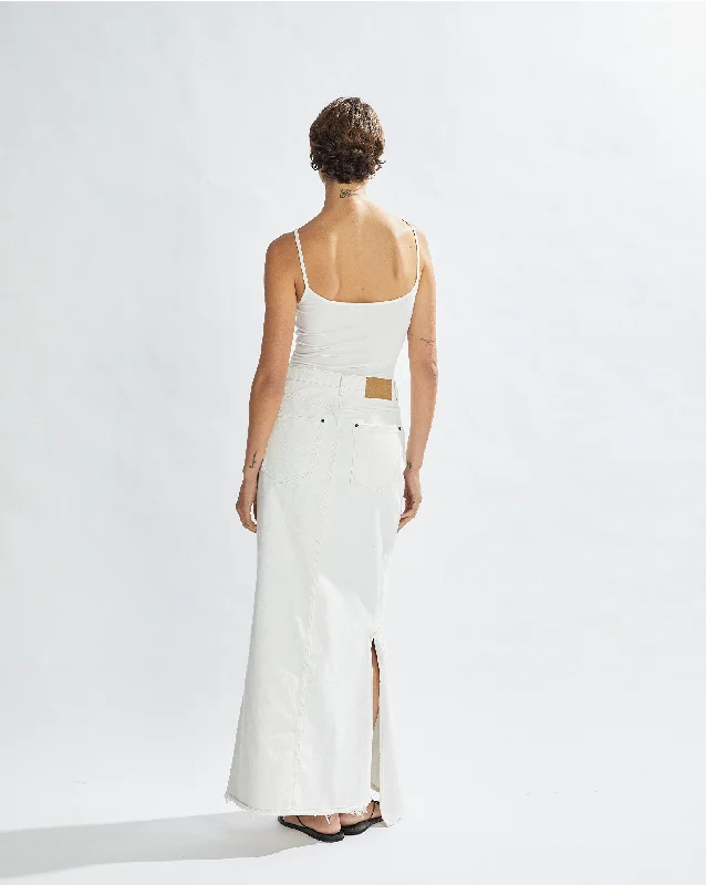 Harley Denim Maxi Skirt White