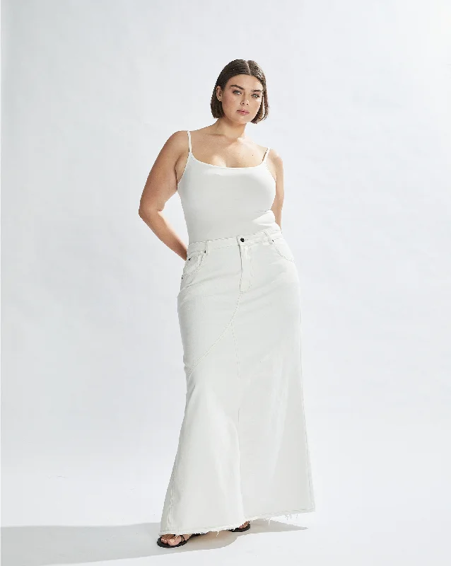 Harley Denim Maxi Skirt White