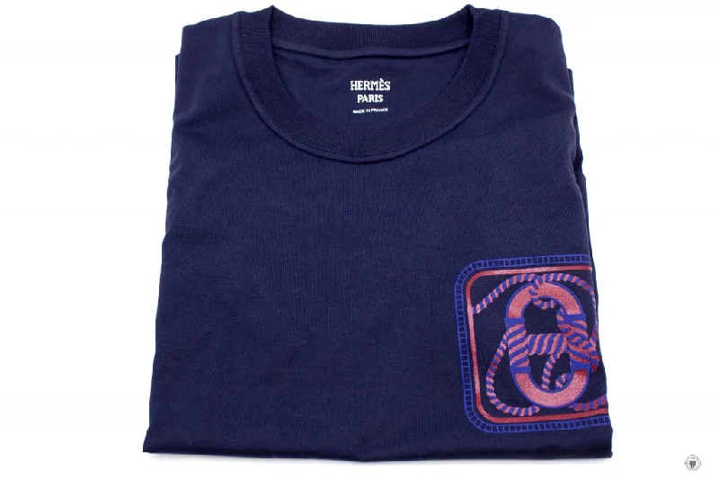 Hermes H3E4625DL Canoe Micro T-shirt 36 Blue Navy / Cotton 36 T-shirts