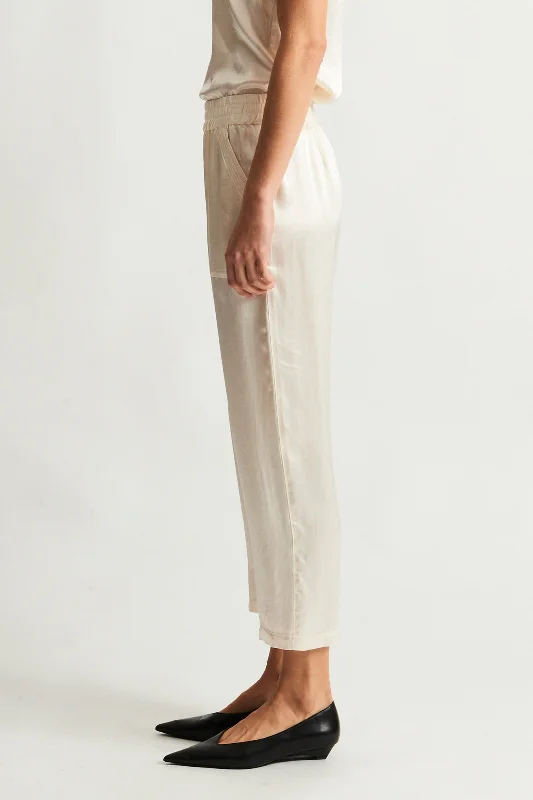 Pebble Satin Ivory Trapunto Pant