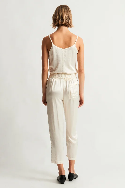 Pebble Satin Ivory Trapunto Pant