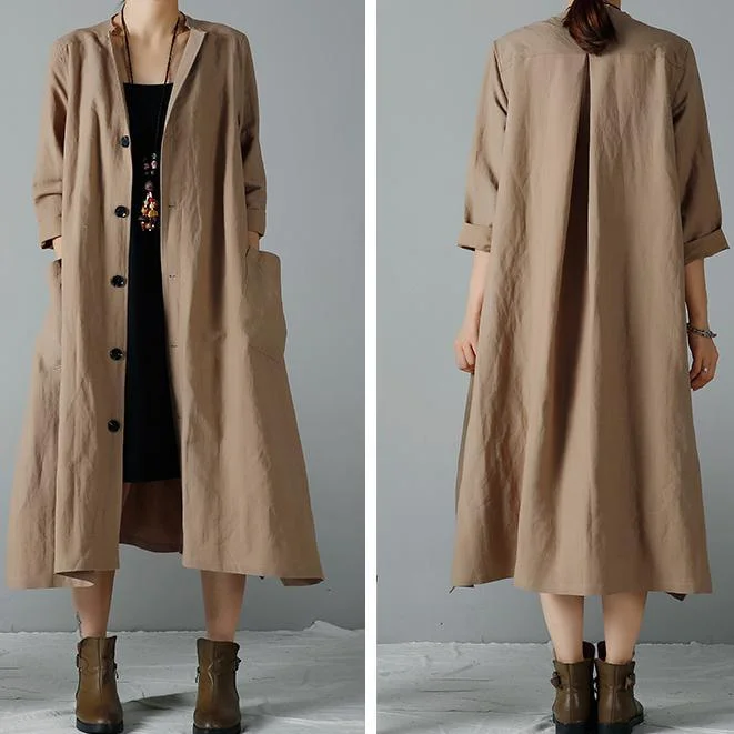 Khaki woman trench coats oversized cardigan