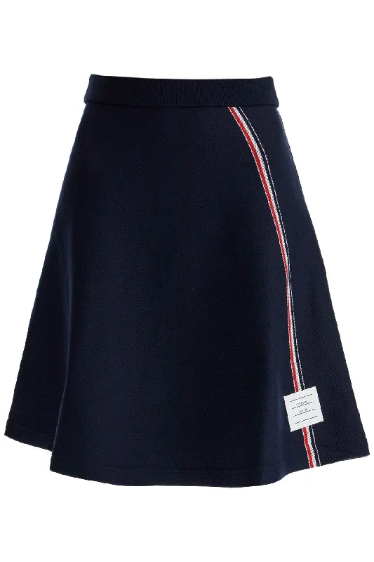 'knitted skirt with tricolor detail FJK118A J0139 NAVY