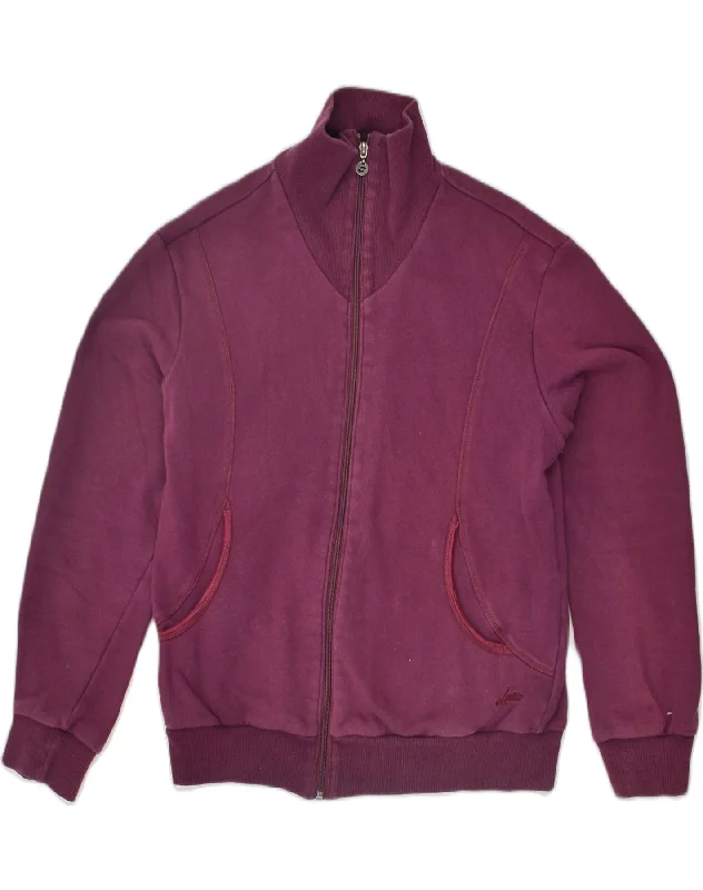 LOTTO Womens Tracksuit Top Jacket UK 16 Large Burgundy Cotton