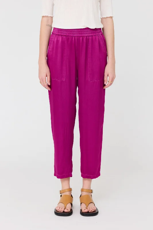 Pebble Satin Magenta Trapunto Pant