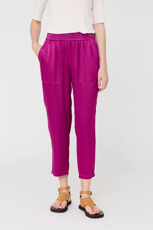 Pebble Satin Magenta Trapunto Pant