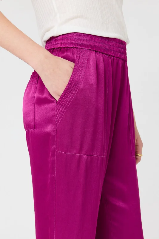 Pebble Satin Magenta Trapunto Pant