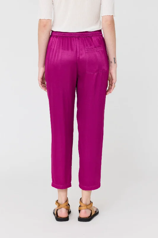 Pebble Satin Magenta Trapunto Pant