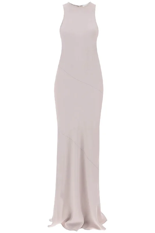 maxi crepe dress with bias cuts FDR219 AC0009 BEIGE CLAIR