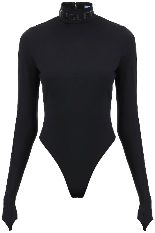 Mugler bodysuit with stand collar BO0212842 BLACK