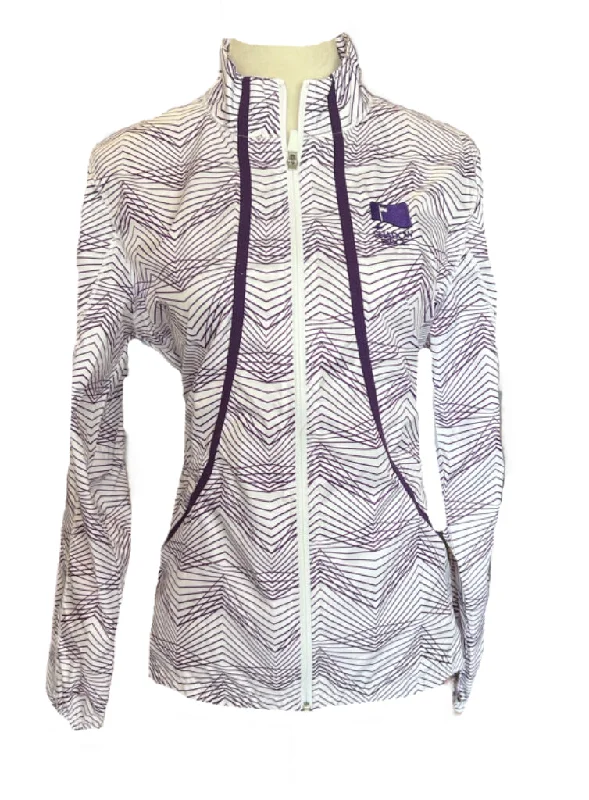 New Annika by Cutter & Buck Cloud Breaker Print Jacket -White/Purple Size M MSP$150