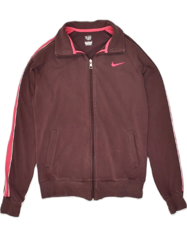 NIKE Womens Tracksuit Top Jacket UK 16 Large Maroon