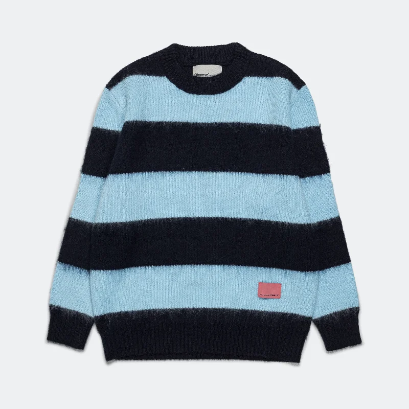 Striped Knit Sweater - Blue