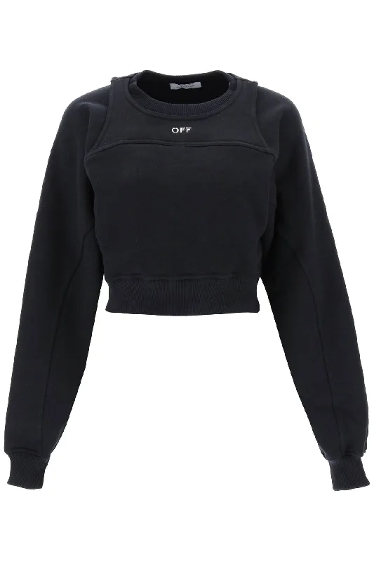 Off-white cropped crew-neck sweatshirt OWBA071F23JER001 BLACK WHITE