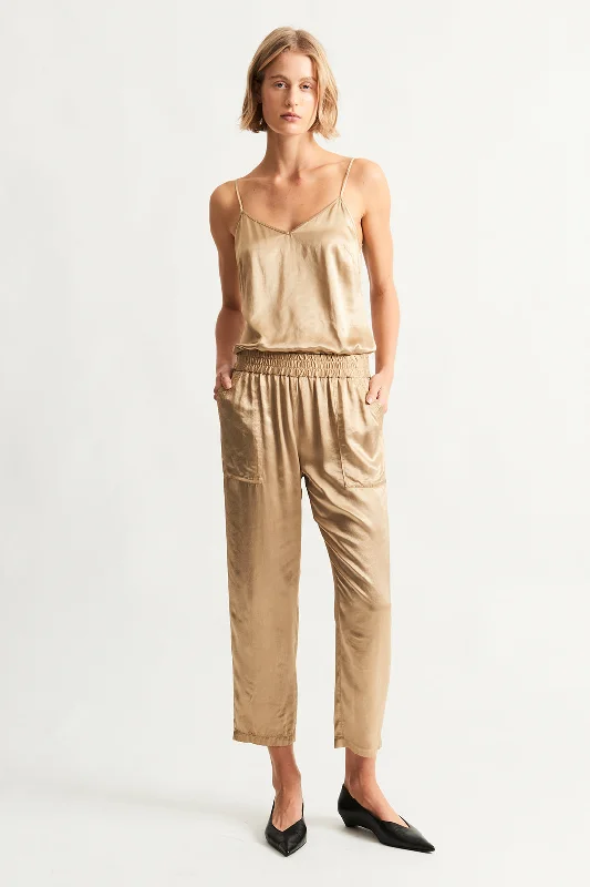 Pebble Satin Sand Trapunto Pant