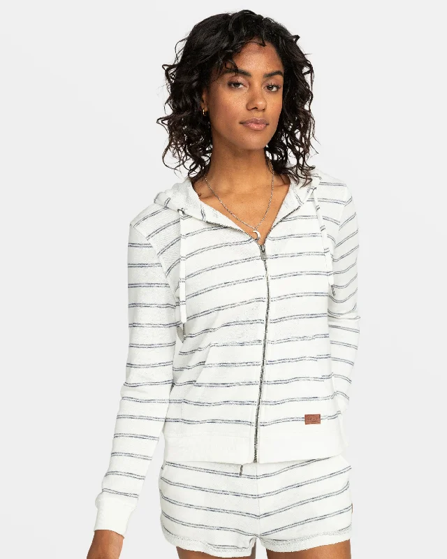 Perfect Wave Stripes Zip-Up Hoodie - Snow White Horiz Will Stripes