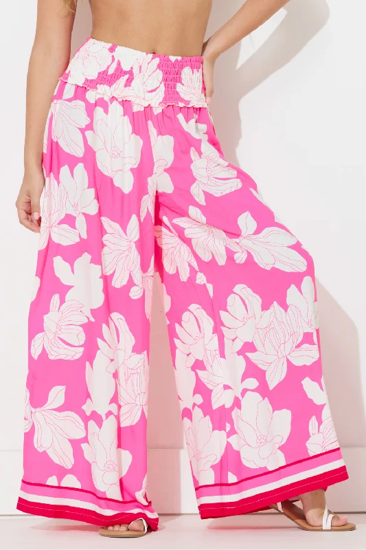 Pink Botanic Printed Rayon Pant