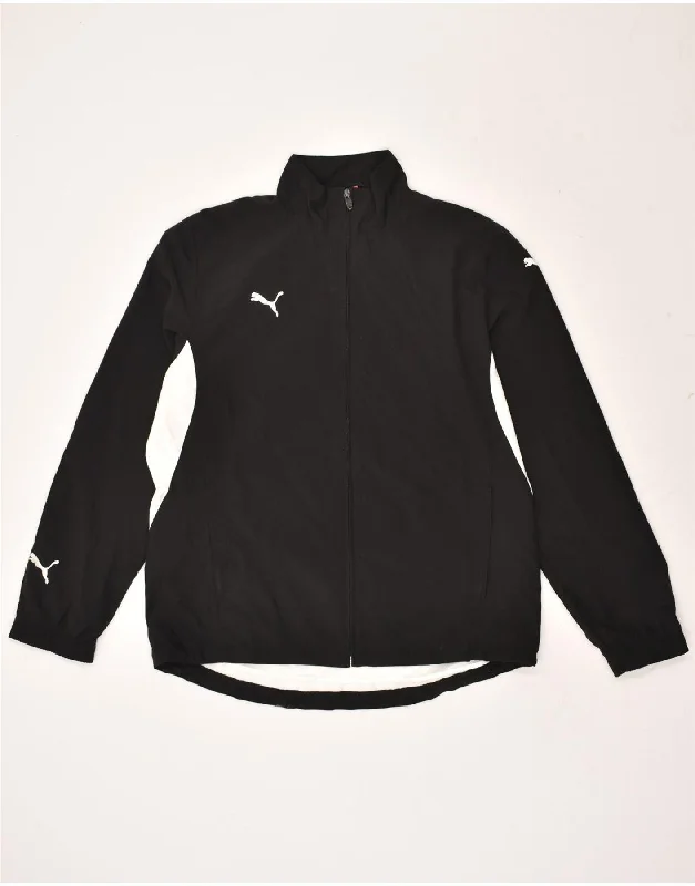 PUMA Womens Tracksuit Top Jacket UK 16 Large Black Colourblock Polyester