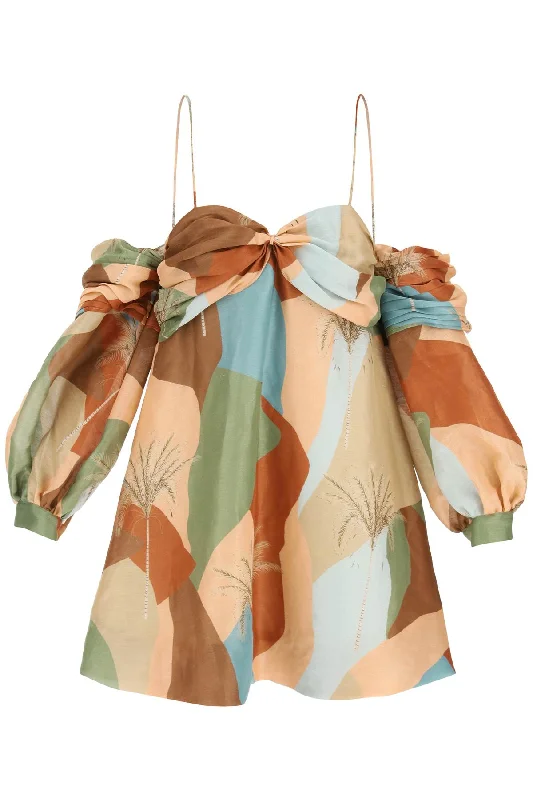 Raquel diniz 'abby' linen silk mini dress PR5104N RD116 ACQUA SUNSET