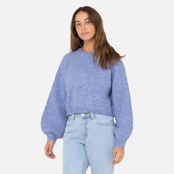 Rusty Sundae Oversized Cropped Crew Neck - Periwinkle